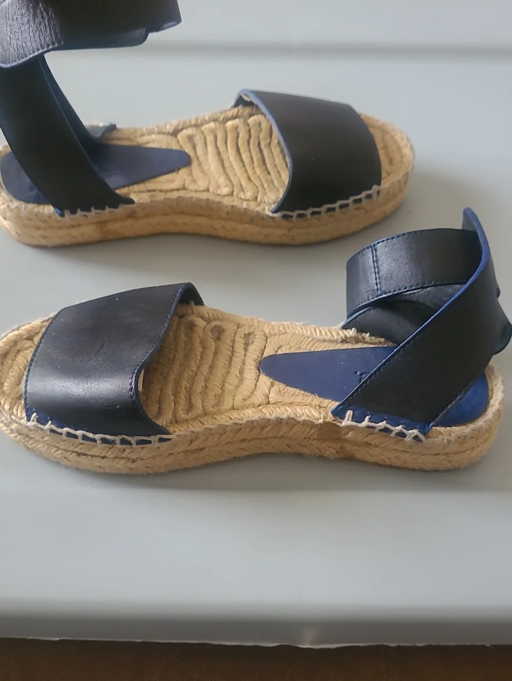 VINCE. Wedge Espadrille Sandals in Navy Blue - Women's Size 5